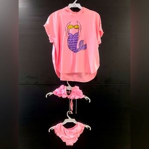 Little Girls 4 Pieces Swim Suit Cover up Bikini Top Underwear Swimsuit Hat 2t-8